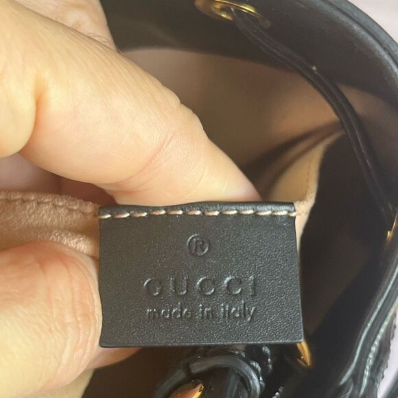 Gucci Suede Ophidia Bucket Drawstring Crossbody Top Handle Bag Red - Picture 9 of 12